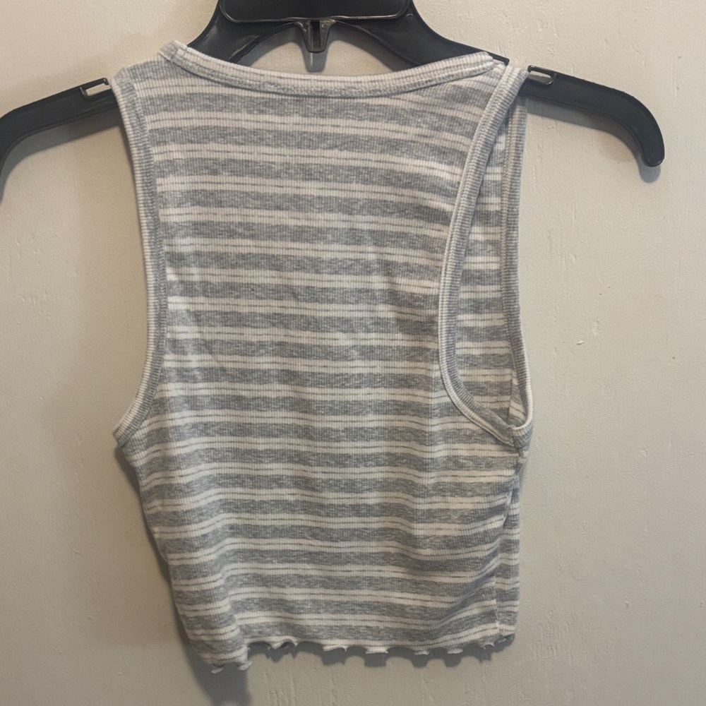 Forever 21 Gray & White Striped Ribbed Crop Tank - Picture 6 of 6